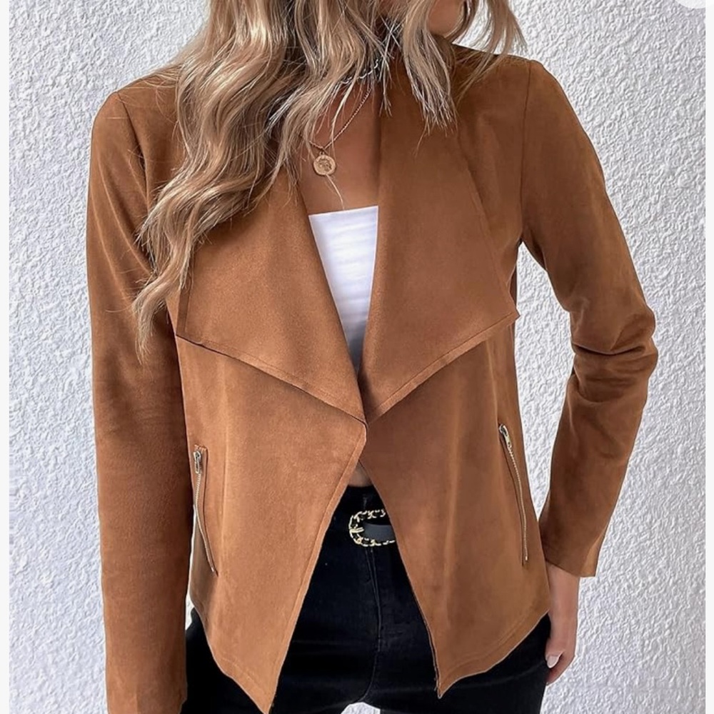 Open Front Sueded Jacket - Large